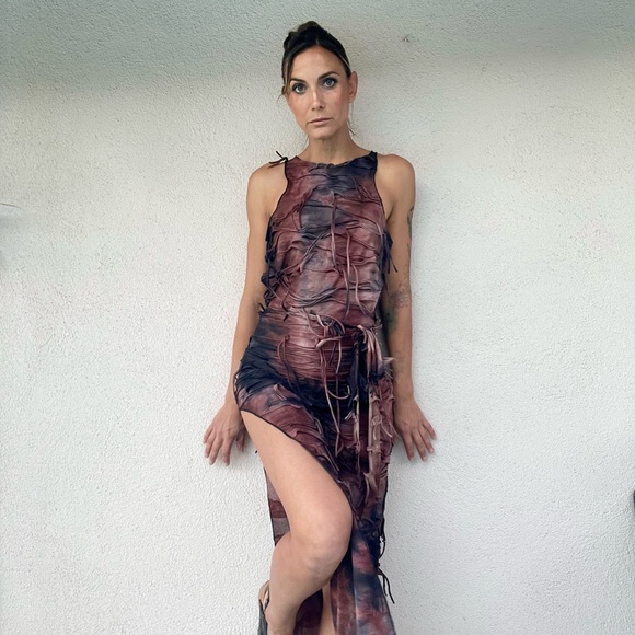 Dune style Women's Maxi Dress in Brown and Black - Picture 6 of 7